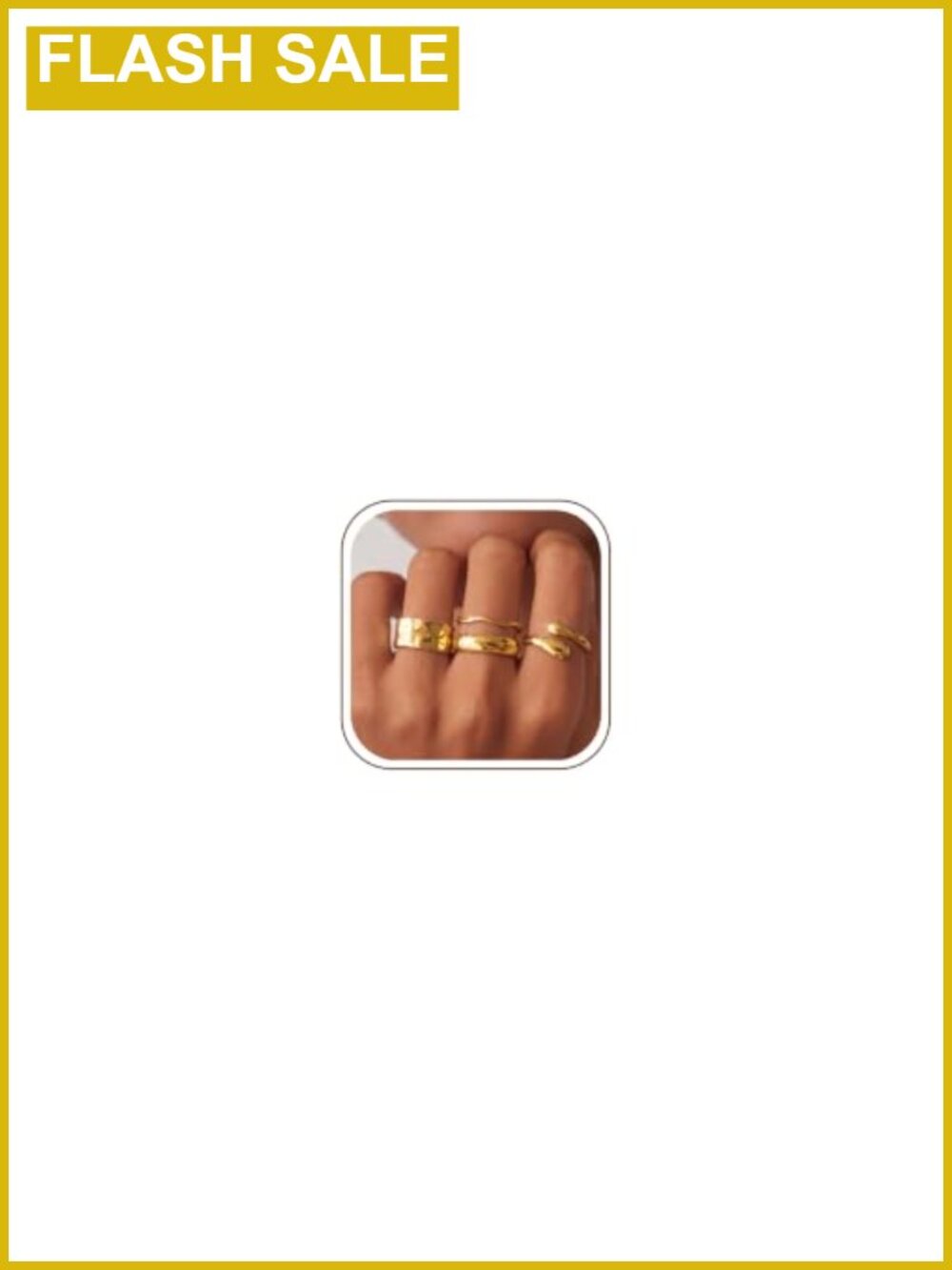 14K Gold Plated Stacking Rings Set Non Tarnish Chunky Adjustable Bands